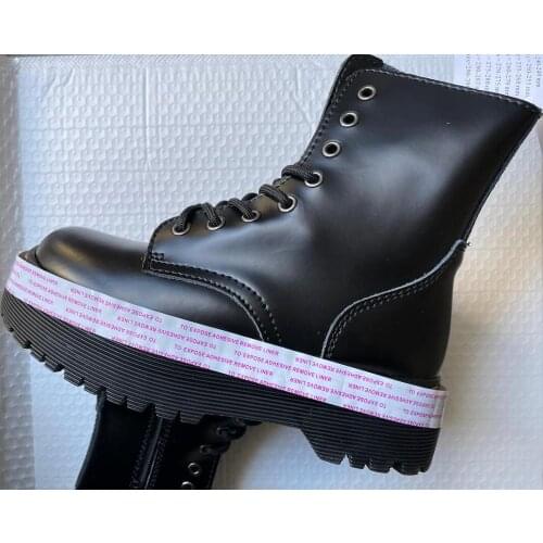 Warm like home Size 34-41 Chunky Motorcycle Boots For Women Autumn 2020 Fashion Round Toe Lace-up Combat Boots Ladies Shoes