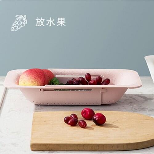 Kitchen Retractable Sink Drain Basket Dish Rack Sink Filter Water Basket Fruit Vegetable Basket Kitchen Sink Drain Multi-Purpose