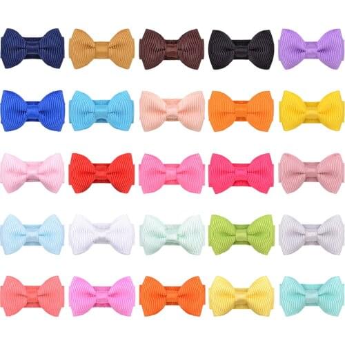 10pcs/lot 3.1 CM Mini Candy Color Handmade Bowknot Baby Girl Hair Clips Cute Grosgrain Ribbon Bows Bangs Hairpin Infant Headwear