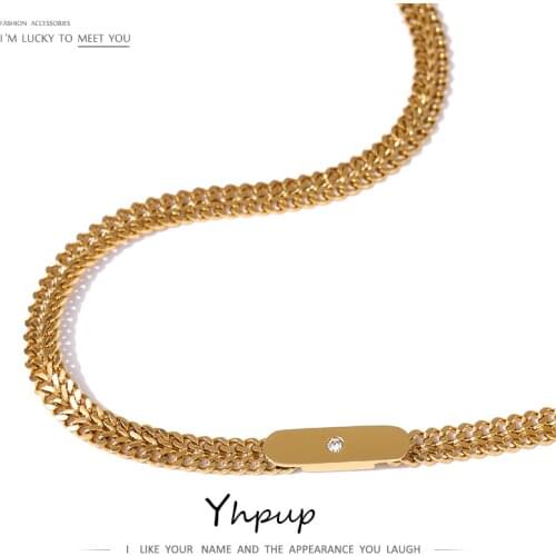 Yhpup 316L Stainless Steel Collar Necklace New Metal 18 K PVD Plated Women Chain Necklace joyería acero inoxidable mujer Gift
