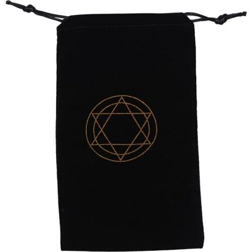 1PCS 19.5cmx11cm Six-Pointed Star Pattern Velvet Tarot Card Storage Bag Beam Cards Loading Various Board Game Cards Black
