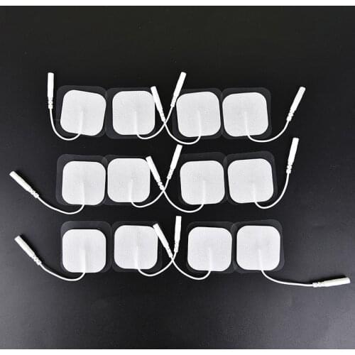 10Pcs/lot 4x4cm Nerve Stimulator Silicone Gel Electrode Pads Tens Electrodes Digital Therapy Machine Massage 2mm Plug