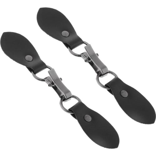 2 Set Black Leather Buckle with Metal Clasp Hook for Clothes Sewing Fasteners