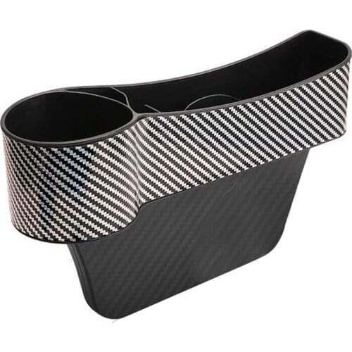 2PCS Car Seat space Organizer Front Seat space Filler, Multifunctional Console Side Pocket Storage Box,Carbon+Black