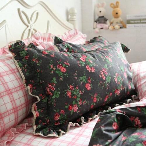 2pcs ruffle lace pillowcase Western pillow sham bed decorative pillowcases princess bedroom warm pillow cover without filler