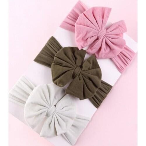 30pc/lot Newborn Kids Soft Bowknot Nylon Headbands Messy bow Wide Nylon Elastic Headbands Children Girls Hair Accessories