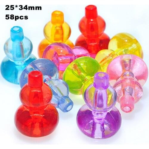 Free Shipping 58pcs 25*34mm Cute Acrylic Gourd Shape Jewelry Beads DIY Findings Ornament Accessories Loose Lucite Beads