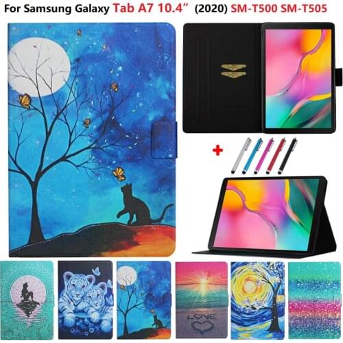 Tablet Cover For Samsung Galaxy Tab A7 10.4 inch 2020 SM-T500 T505 Flip Painted Case For Samsung Tab A7 Case 2020 Cover SM-T505