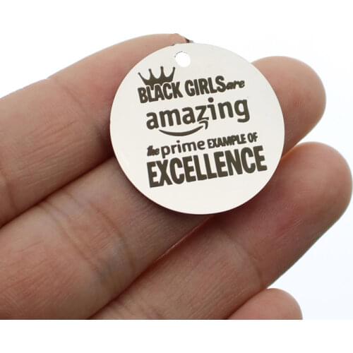 Black Girls Are Amazing Charm Stainless Steel Words Charms Black Girls Pendant Charms High Polish Mirror Surface Pendant 10pcs