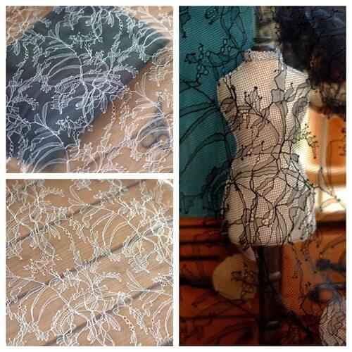 Feel French lace wedding dress fabric see-through thin lace fabric designer dress dress fabric