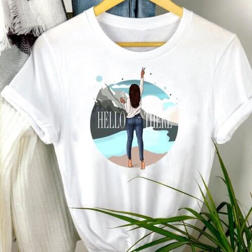 Women travel ladies happy time Clothes 90s Cartoon Print mujer camisetas Regular Tshirt Female Tee Top Graphic T-shirt