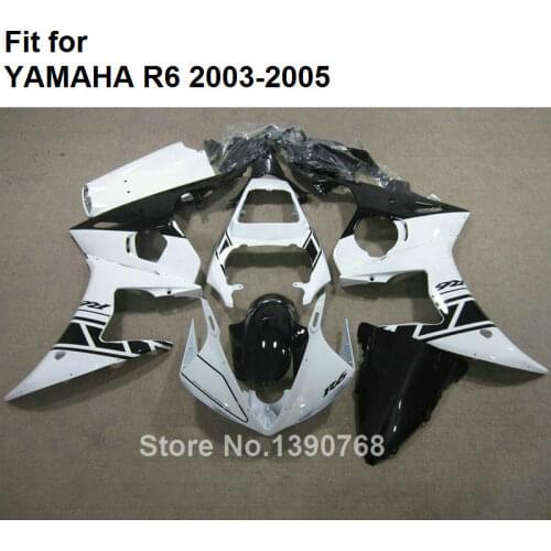 Top Selling Motorcycle Fairing Kit For YAMAHA White Black R6 2003 2004 2005 Fairings Set YZF R6 03 04 05 HZ70