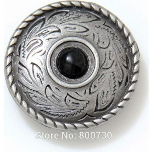 KB301) Wholesale 50pc 1'' (2.5cm) Metal Concho Prairie Dust Concho Antique-Silver w/ Black-Stone Craft Hardware Accessory