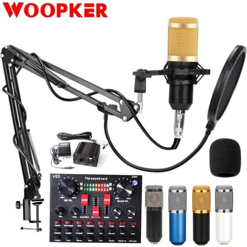 Wired Microphone Studio Recording Kits BM 800 Condenser Microfone BM800 Karaoke Bluetooth Sound Card V8S Computer Phantom Power