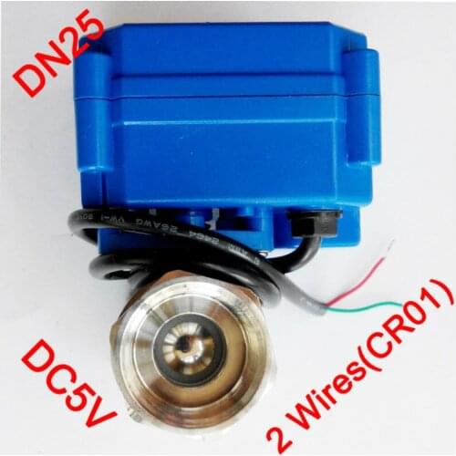 1" Miniature Electric valve 2 wires (CR01), DC5V Electric motorized valve SS304, DN25 electric ball valve for brewing