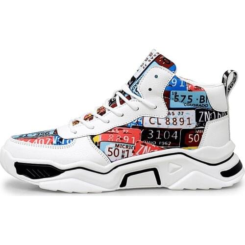 2020 Fashion White High Top Sneakers For Men Breathable Mesh+UP Lace Up Casual Men Shoes Trainers Shoes For Male Chaussure Homme