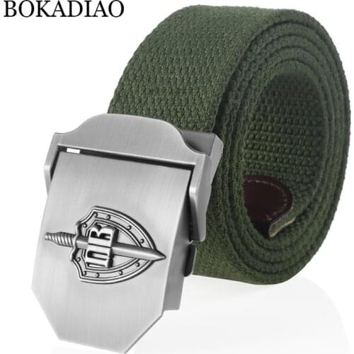 BOKADIAO Men&Women Canvas belt 3D Russian Border Guard Troops metal buckle jeans belt Army tactical belts for men Military strap