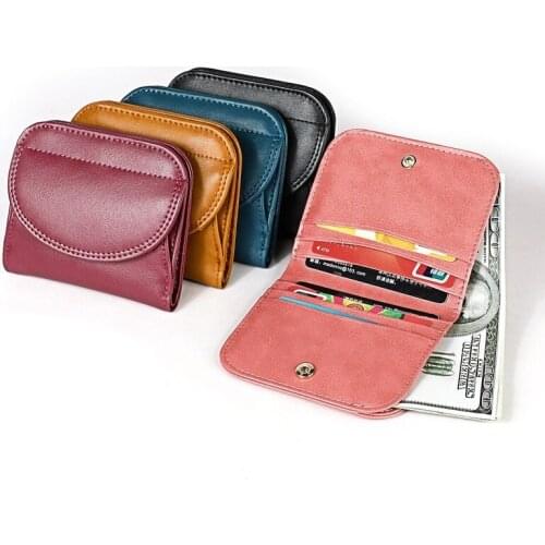 Crazy Horse Leather Mens Coin Purse New Short Folding Coin Purse Coin Purse Anti-theft RFID Fashion Wallet