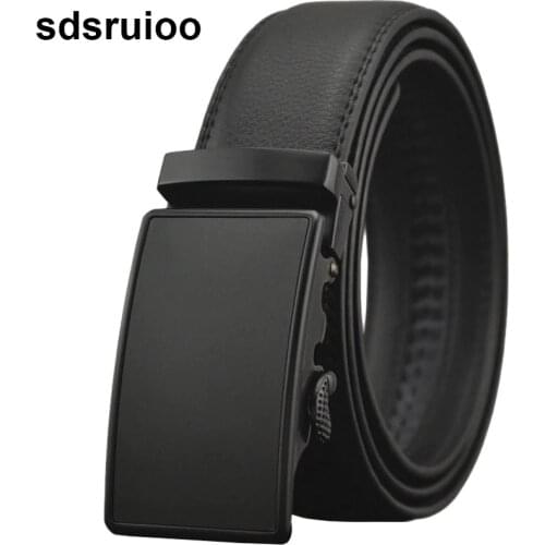 New Arrival Casual Mens Automatic Buckle Leather Luxury Belts Elegant Male Alloy Black Buckle Belts for Men Waist Belt