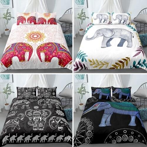 Animal King Bedding Set Duvet Cover Bohemian African Tribal Elephant Bedspreads For Adults Kids Mandala Bed Sets Drop Shipping