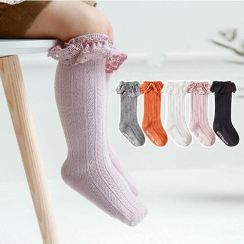 Winter new childrens socks in tube socks female baby warm cotton socks Sokken Princess Knee High Long girls socks