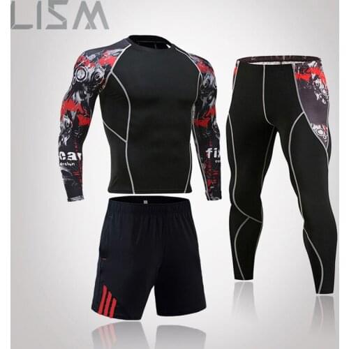 2021 New Wolf Head Mens Long Underwear Sportswear Compression Suit Rashgard Mens Basketball Football Training Basic Tights