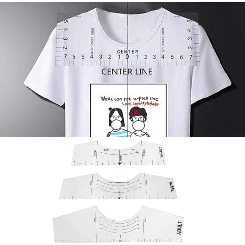 Premium T-Shirt Alignment Tool T-shirt Ruler Guide Tool, Crew Neck Centering Tool, HTV Alignment Clothing DIY Sewing