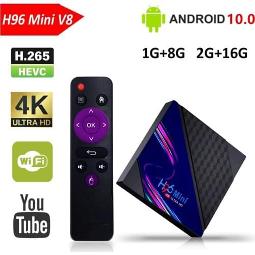 Android 10.0 Smart TV Box 1080P 4K 3D Media Player Set top Box 2.4G Wifi Android TVBOX H96 Mini V8 RK3328