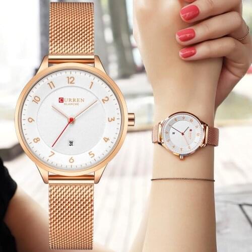 Relogio Feminino Curren Simple Female Wrist Watches Luxury Brand Fashion Date Dress Rose Gold Ladies Watches For Women 2020