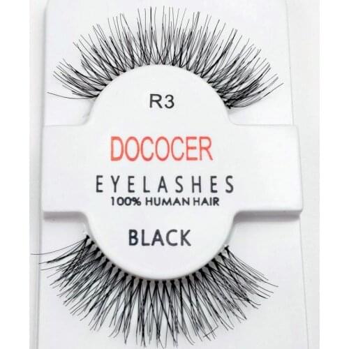 12 pairs/lot DOCOCER Eyelashes 100% Human Hair Handmade False Eyelashes Messy Nature Eye Lashes R3 maquiagem