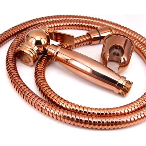 Rose Gold clour Brass hand held bidet shattaf kit sprayer douche Set , Handheld Toilet bidet sprayer set Kit self cleaning