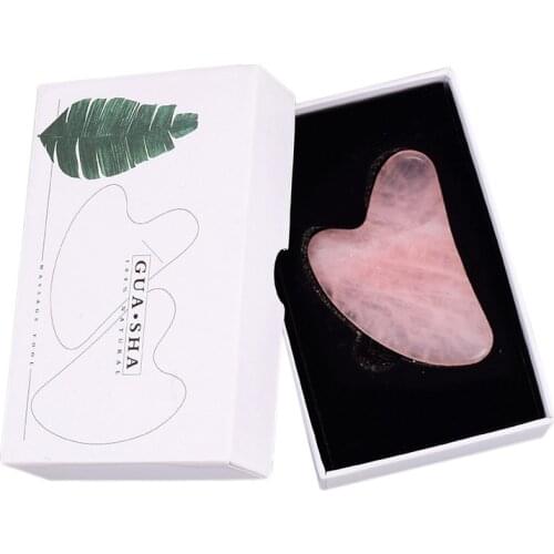 Drop Shipping Rose Quartz Guasha Massager Gouache Scraper Facial Massager 100% Natural Jade Stone Face Eye Head Massage Board