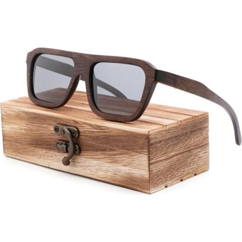 New Fashion Polarized Bamboo And Wood Glasses For Men And Women Retro Square Frame Sunglasses UV 400