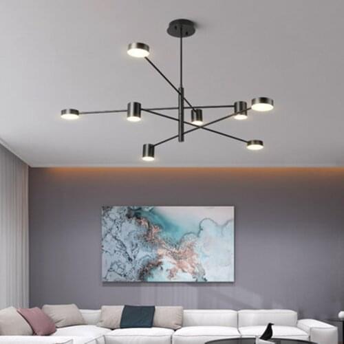Modern Fashion Black Gold White Long Led chandelier Loft Nordic lamp Decorative indoor hanging lamp for livingroom bedroom