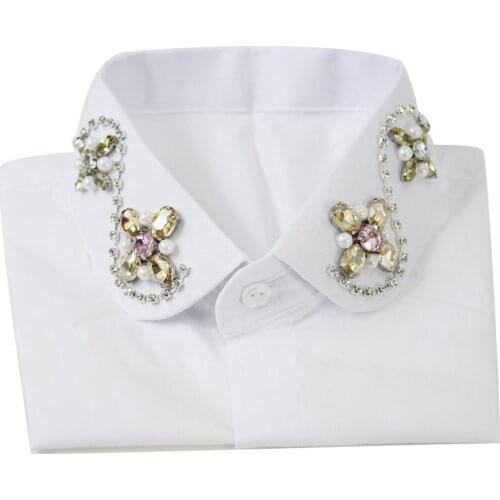 Handmade beaded sweater fake collar Detachable Collars Crystal New shirt decoration sweet wild cotton nail drill lace collar