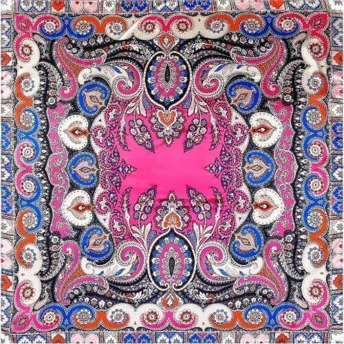 Vintage cashew flower Scarves For Women Fashion Silk Scarf Female 90cm Square Scarf Shawl Bandana For Head Hijab For Ladies