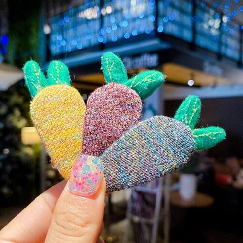 2020 Autumn and Winter Children Cute Colors Carrot Ornament Hair Clips Girls Nylon Barrettes Hairpins Kids Hair Accessories