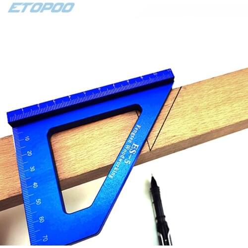 1pc Multifunction Aluminum Alloy Woodworking Scribing Ruler 3D Miter Angle Marking T Ruler Square Layout 45/90 Degree