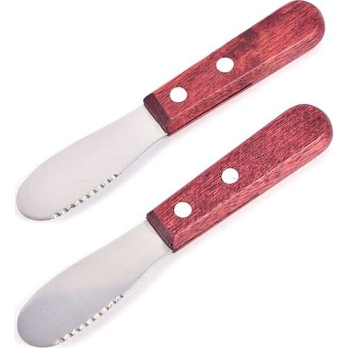 1PCS Stainless Steel Spreader Cutlery Wood Handle Butter Knife Cheese Butter Knife Spatula Scraper Tool Kitchen Tool Accessories