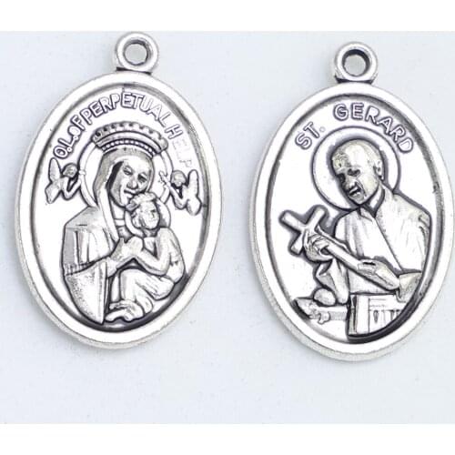 100pcs of Our Lady Of Perpetual Help and St. Gerard Medal Pendant