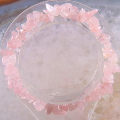 4Pcs Women Jewelry Gift Bracelet Natural Stone Pink Crystal 4x8MM Chip Beads Bangle Stretch 7" H1401