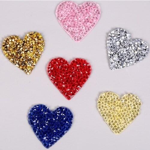5Pcs Heart Hotfix Rhinestone Iron On Patch For Clothing Diy Crystals Stones Badge Applique For Clothes Bag Pant Shoes
