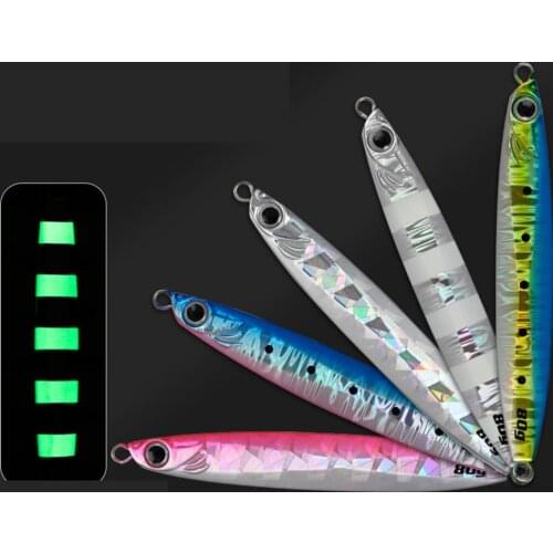 5PCS Deep sea Fishing Glow Stripe Zebra Jigging Slow sinking Jig Hook Lure Jigbait spoon baits 35/45g
