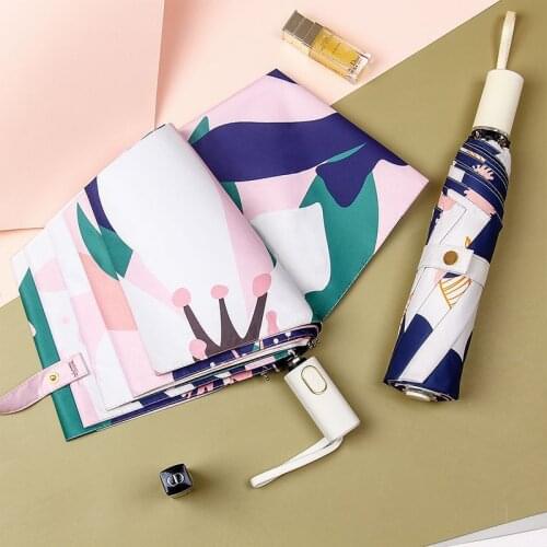Automatic Anti-UV Three-Floding Waterpoor Umbrella for Sunny and Rainy Day Fashionable Minimalist Design for Elegant Women