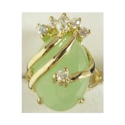 Free Shipping Beautiful light blue green opal bead 18KGP ring(#7,8,9)