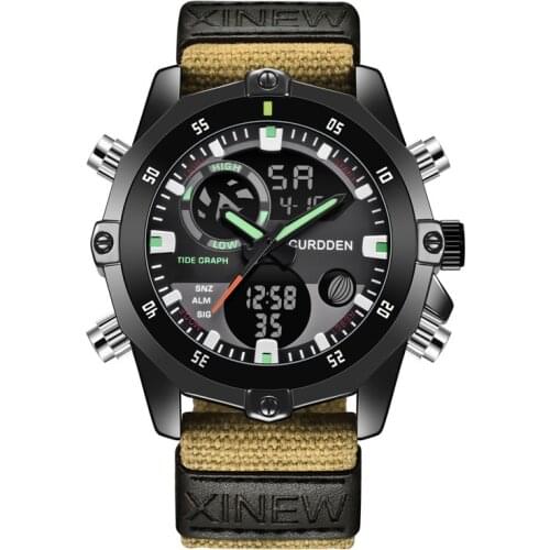 Montre Homme Watches Mens Luxury Nylon Military Men Sport Watch Shock Big Dial Waterproof LED Analog Digital Mens Wristwatches