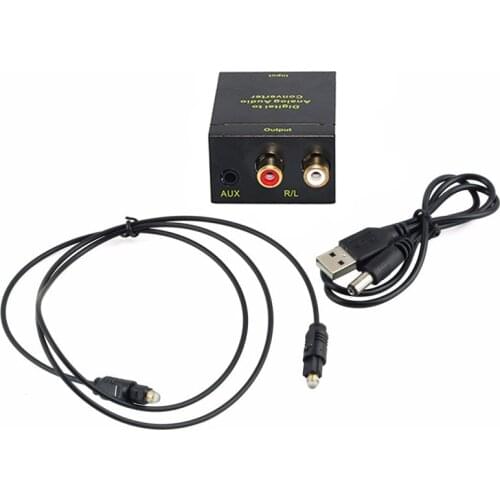 Digital Optical Coax Coaxial Toslink to Analog RCA L/R Audio Converter Adapter