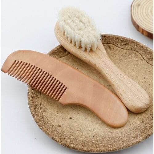 Natural Wool Baby Wooden Brush Infant Comb Head Massager Comb Brush Hairbrush Lightweight Parts Little Child Accessories