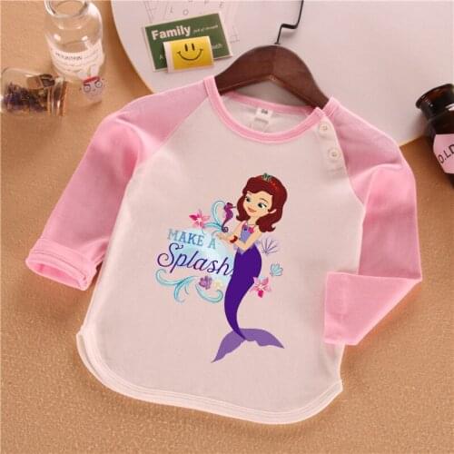 Disney Princess Sofia the First Long-Sleeved T-shirt Cotton Tops for Girl Spring Autumn Kid Sweatershirt Clothing