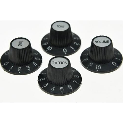 Dopro a Set of 4 Black With Black/Silver Guitar Witch Hat Knobs Fits For Les Paul Epiphone SG
